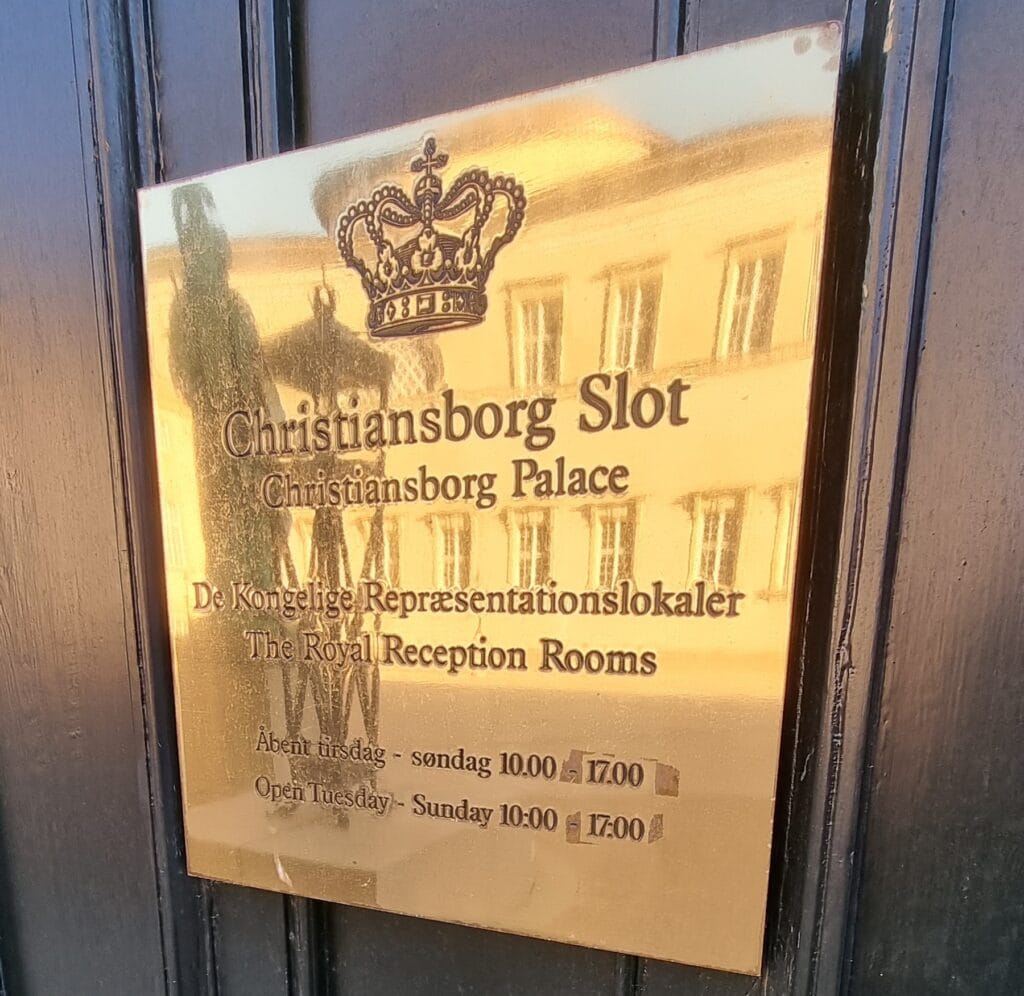 Christiansborg Palace Royal Reception Rooms entrance plaque in Copenhagen