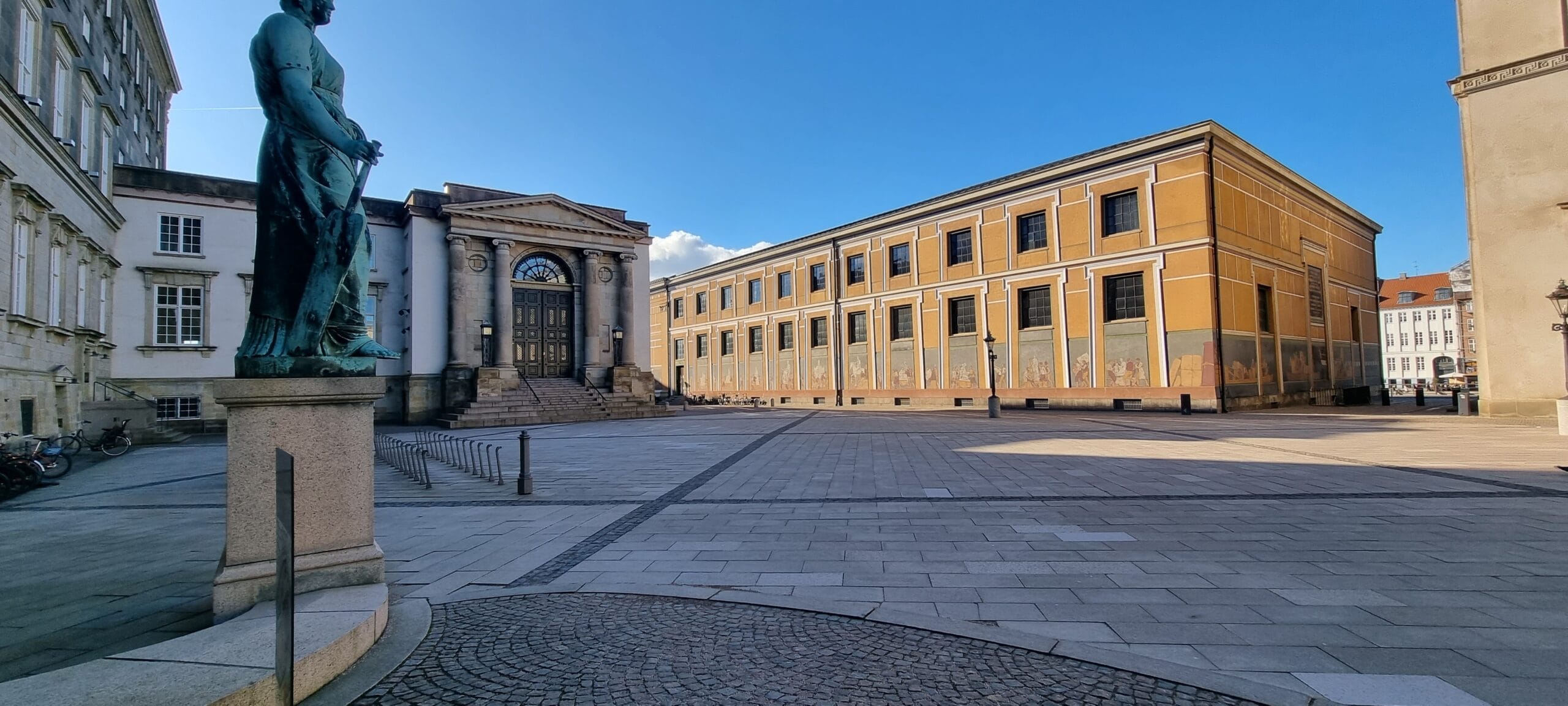 Statue in Christiansborg Palace courtyard in Copenhagen during my Copenhagen walking tour