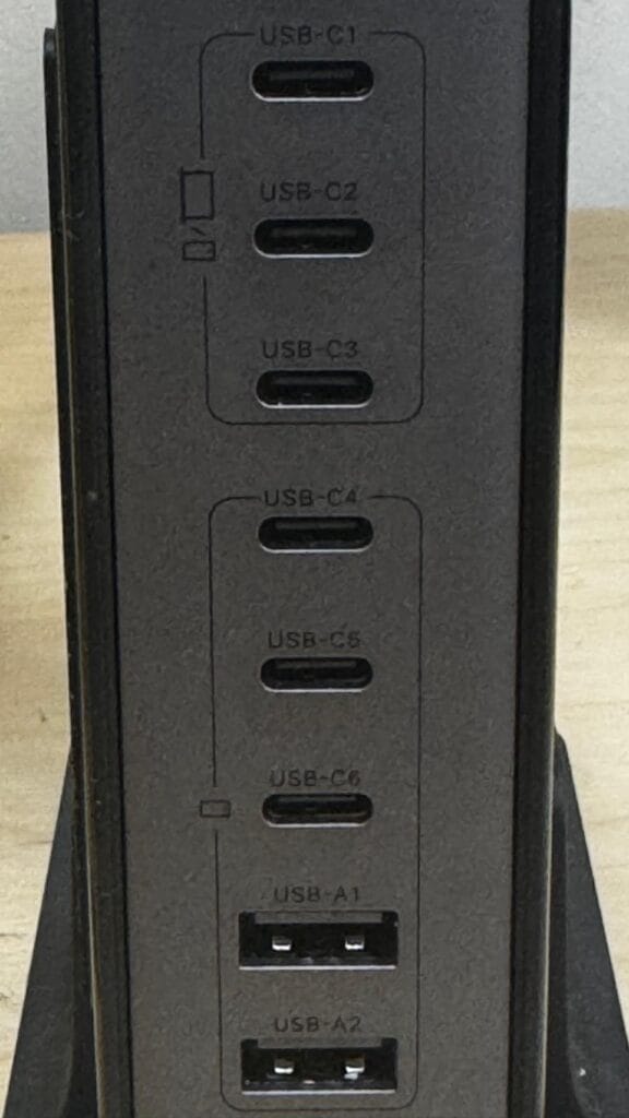UGREEN 8‑port 200W GaN charging station showing six USB‑C ports and two USB‑A ports
