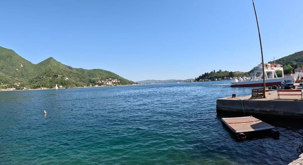 Kamenari ferry terminal beside the Bay of Kotor in Montenegro